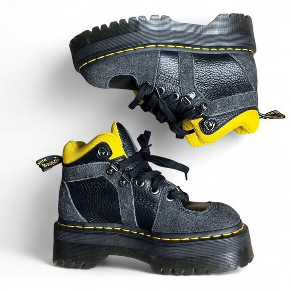 Dr. Martens Zuma Hiking Boots Size 5 - Black Yellow NWOT Combat Hiker Boots - Picture 3 of 7